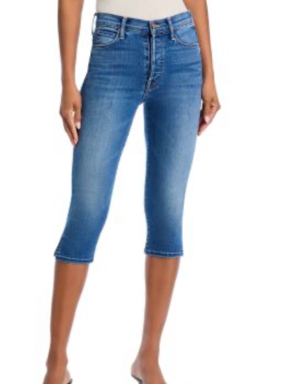 Mother The Stunner Bunny Snip High Rise Cropped Jeans In Connect The Dots